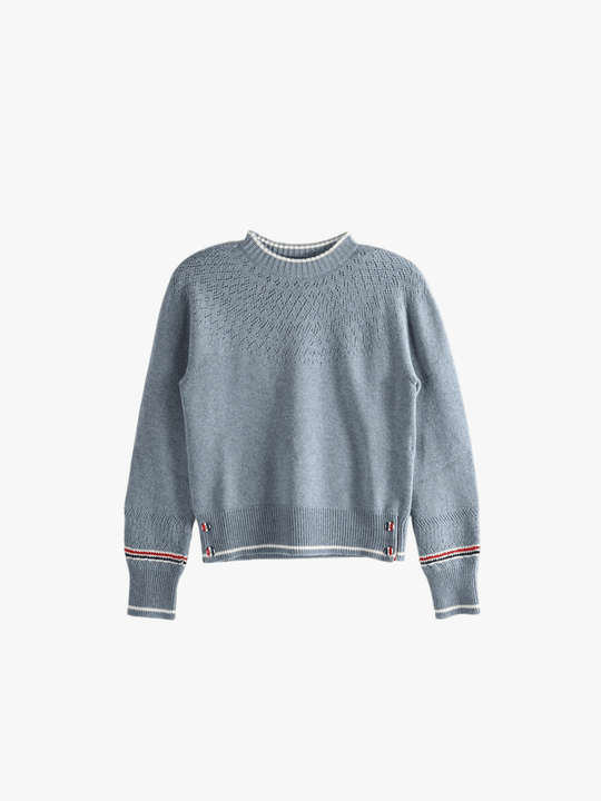 Blue pullover, front view