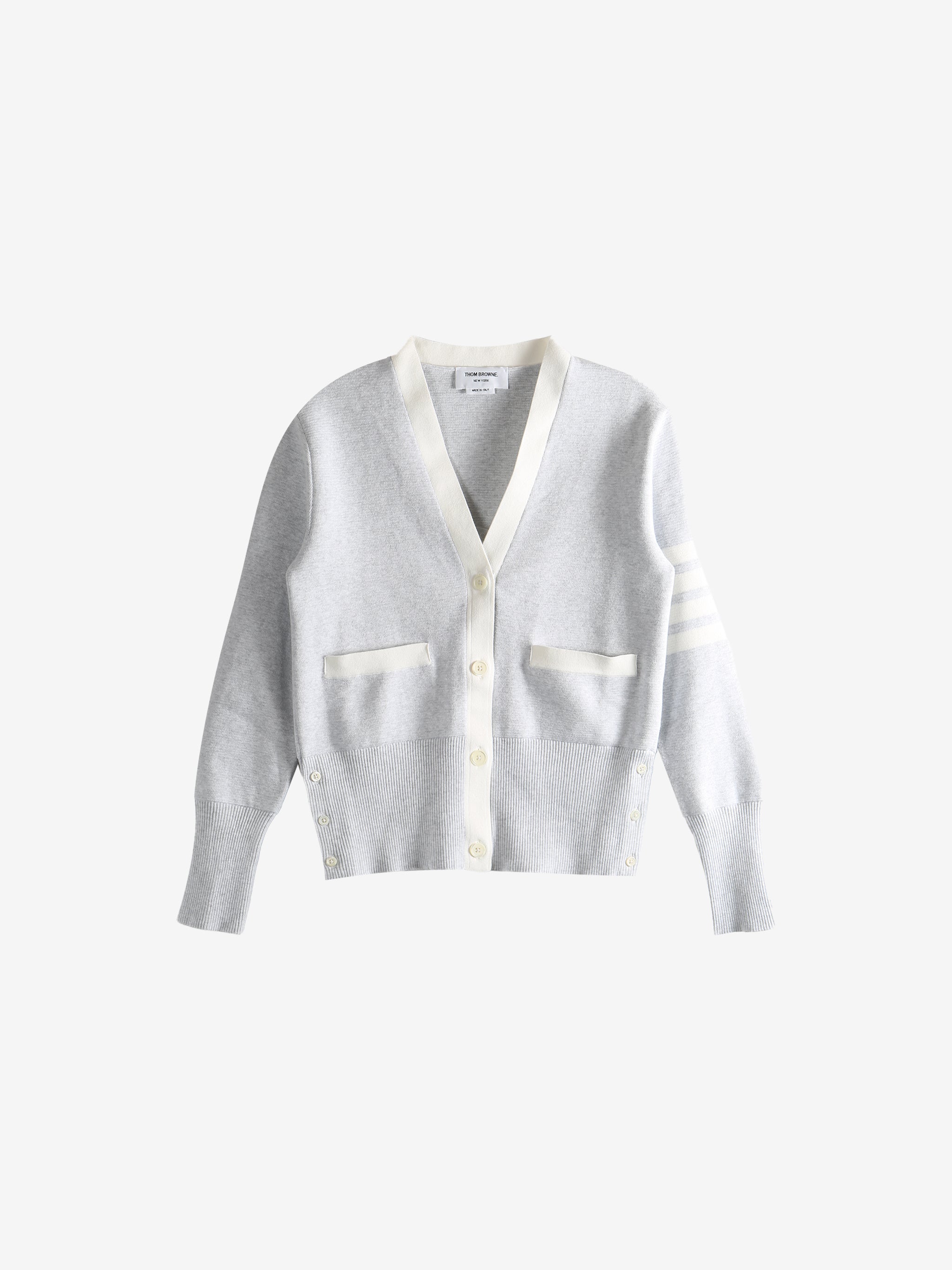 Gray cardigan, front view