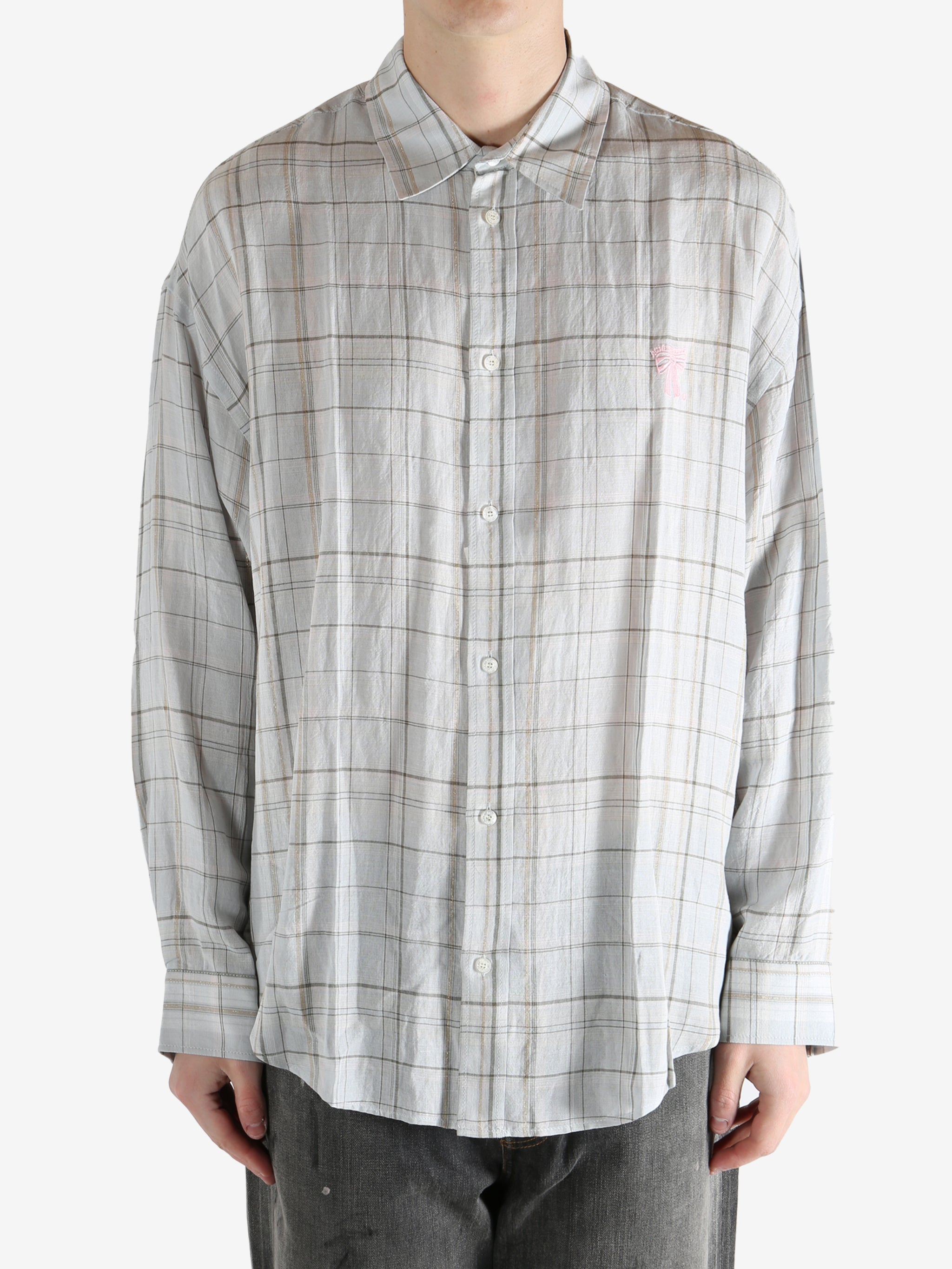 Acne Studios | Linen Check Button-up Shirt | 48 | Grey/pink Acne Studios | Linen Check Button-up Shirt | 48 | Grey/pink