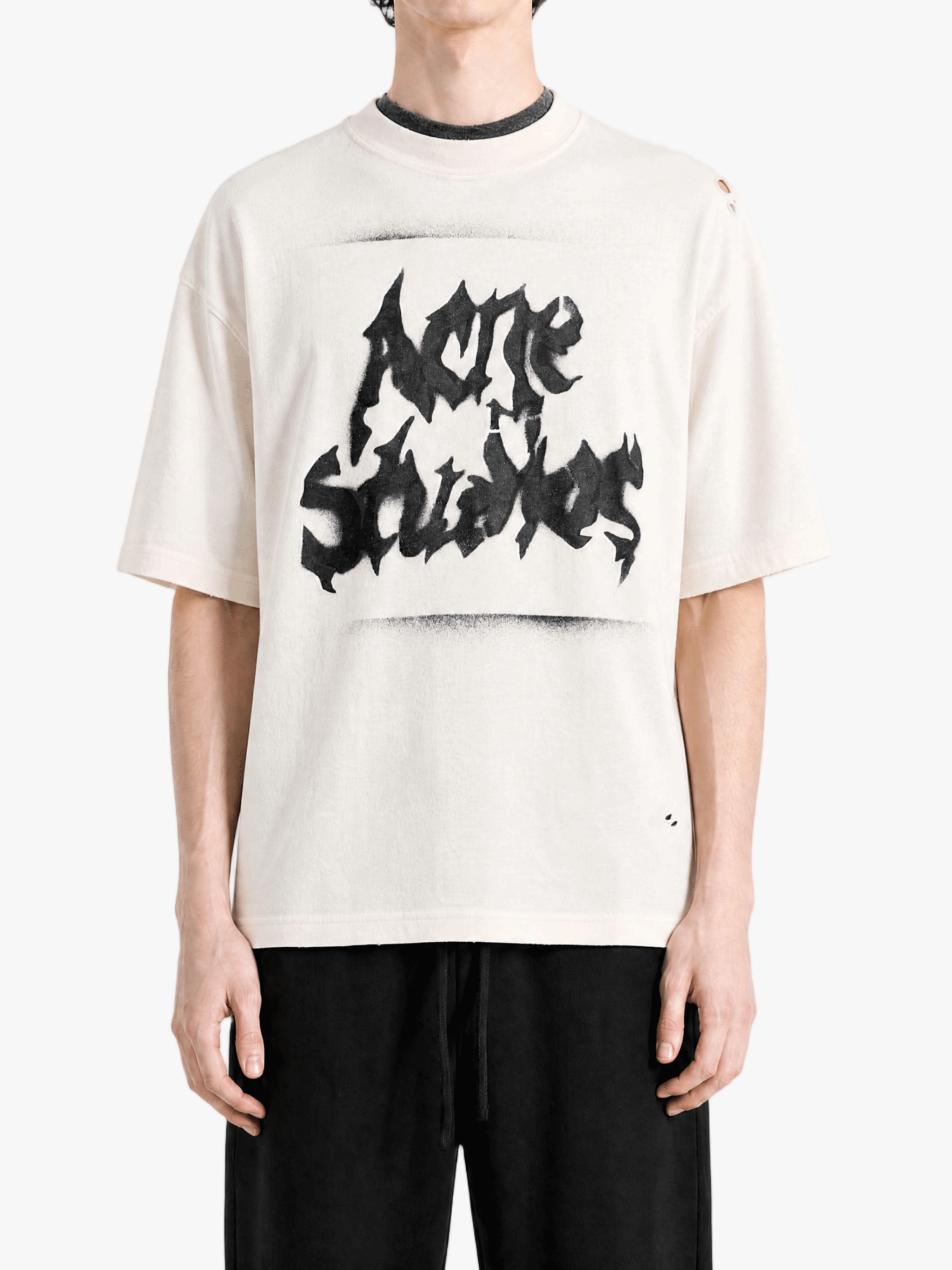 Tan t-shirt, full body view