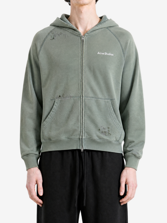 Green hoodie, full body view