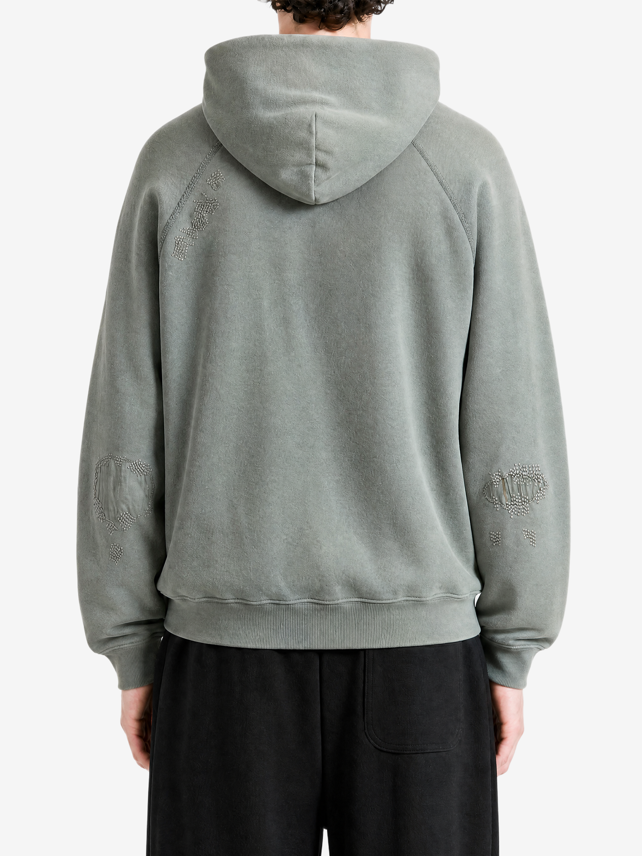 Green hoodie, full body view