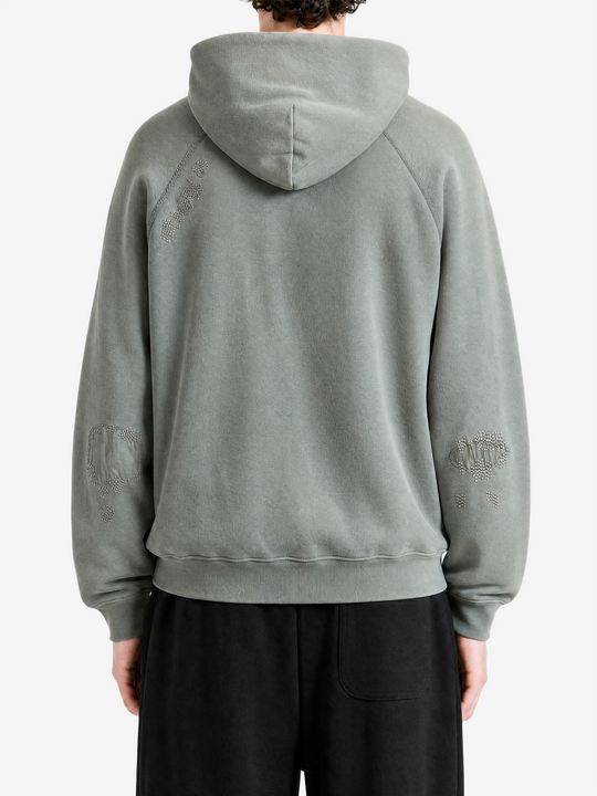 Green hoodie, full body view