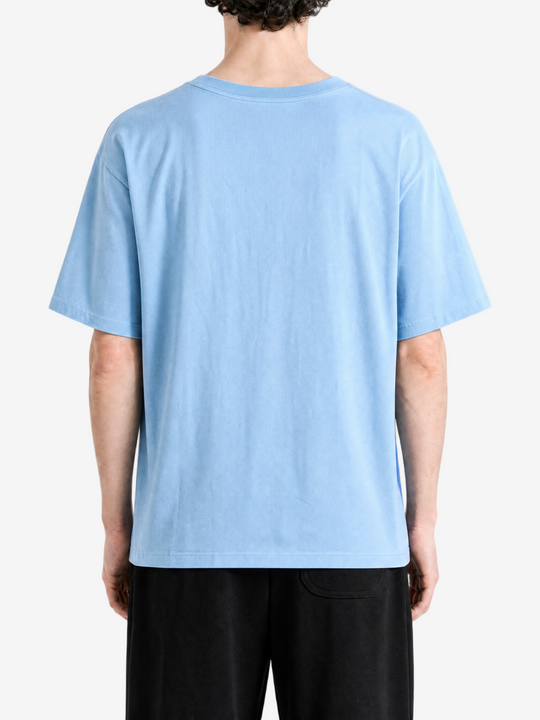 Blue t-shirt, full body view