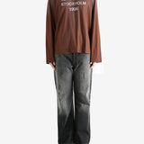 Brown shirt, full body view