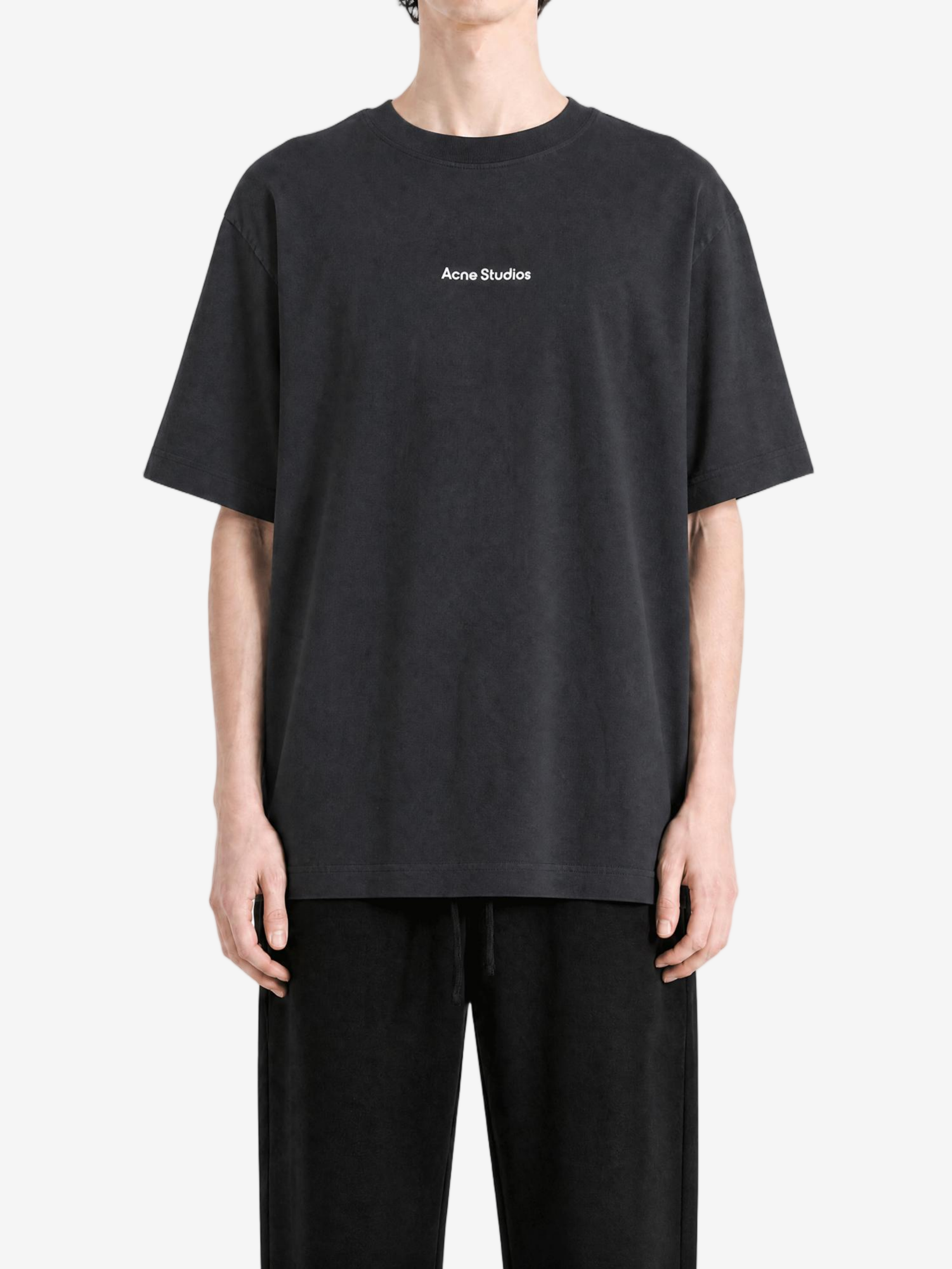 Black t-shirt, full body view