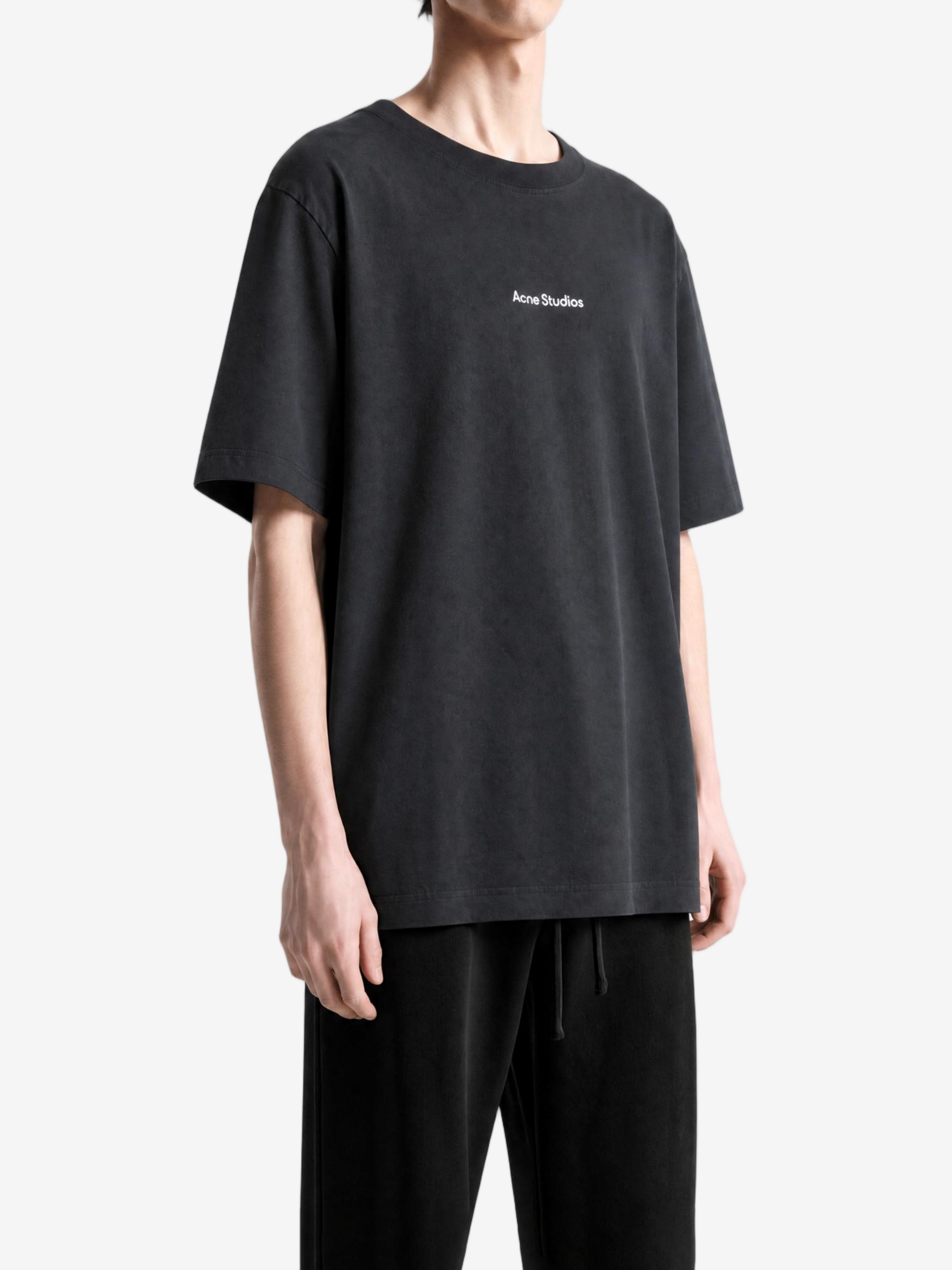 Black t-shirt, full body view