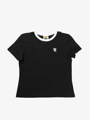 Black t-shirts, front view