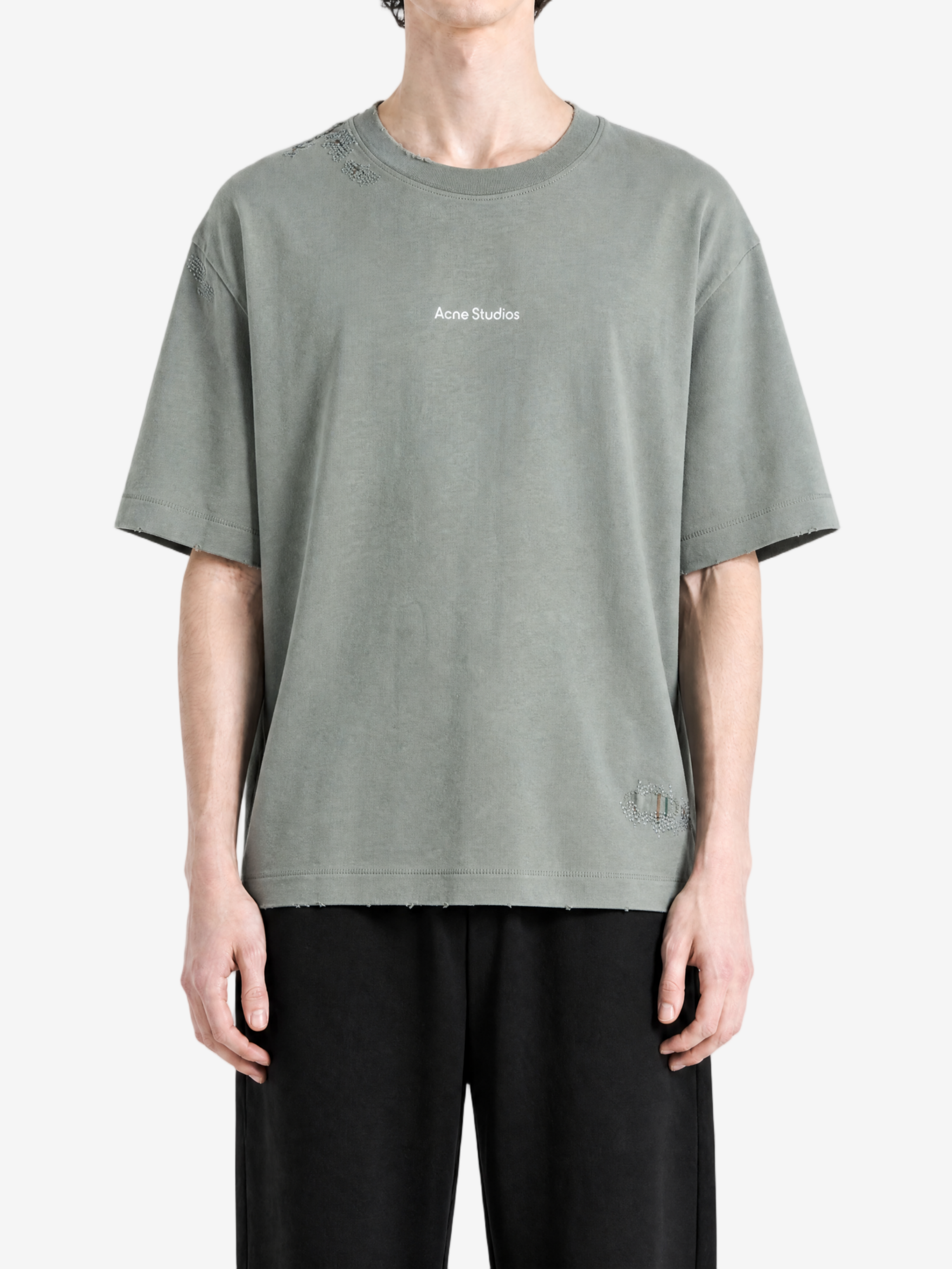 Green t-shirt, full body view