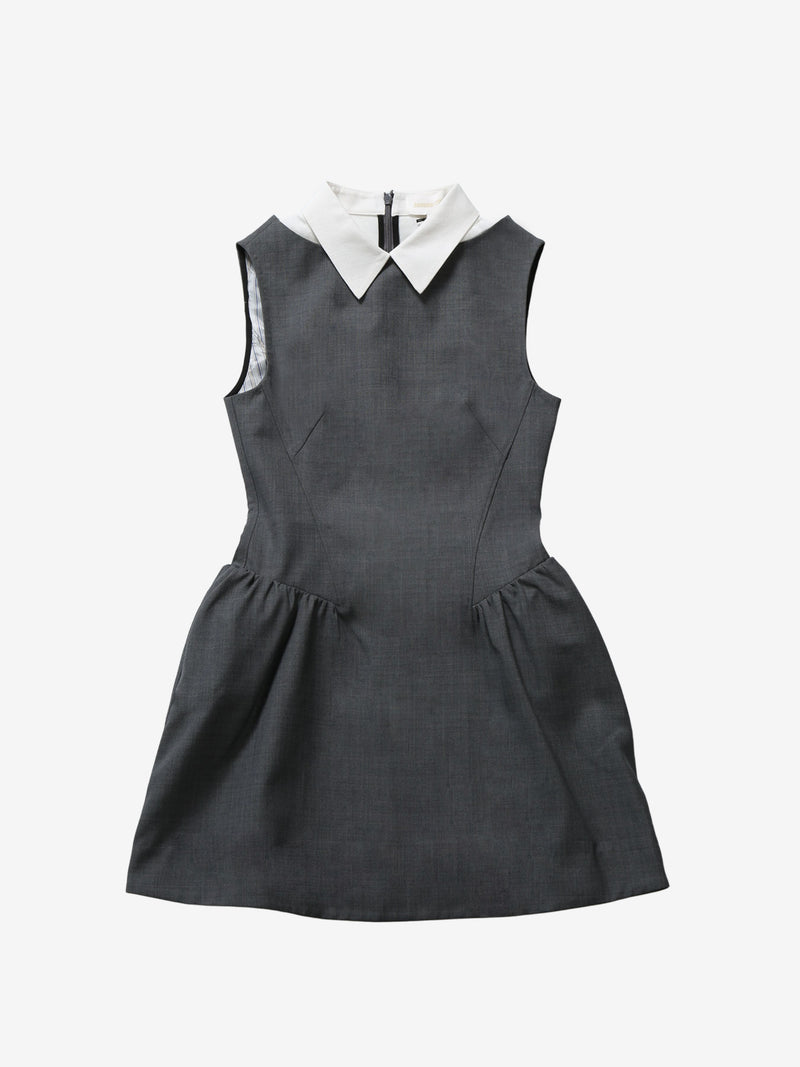 SHUSHU/TONG - Women Collared Patchwork Sleeveless Dress