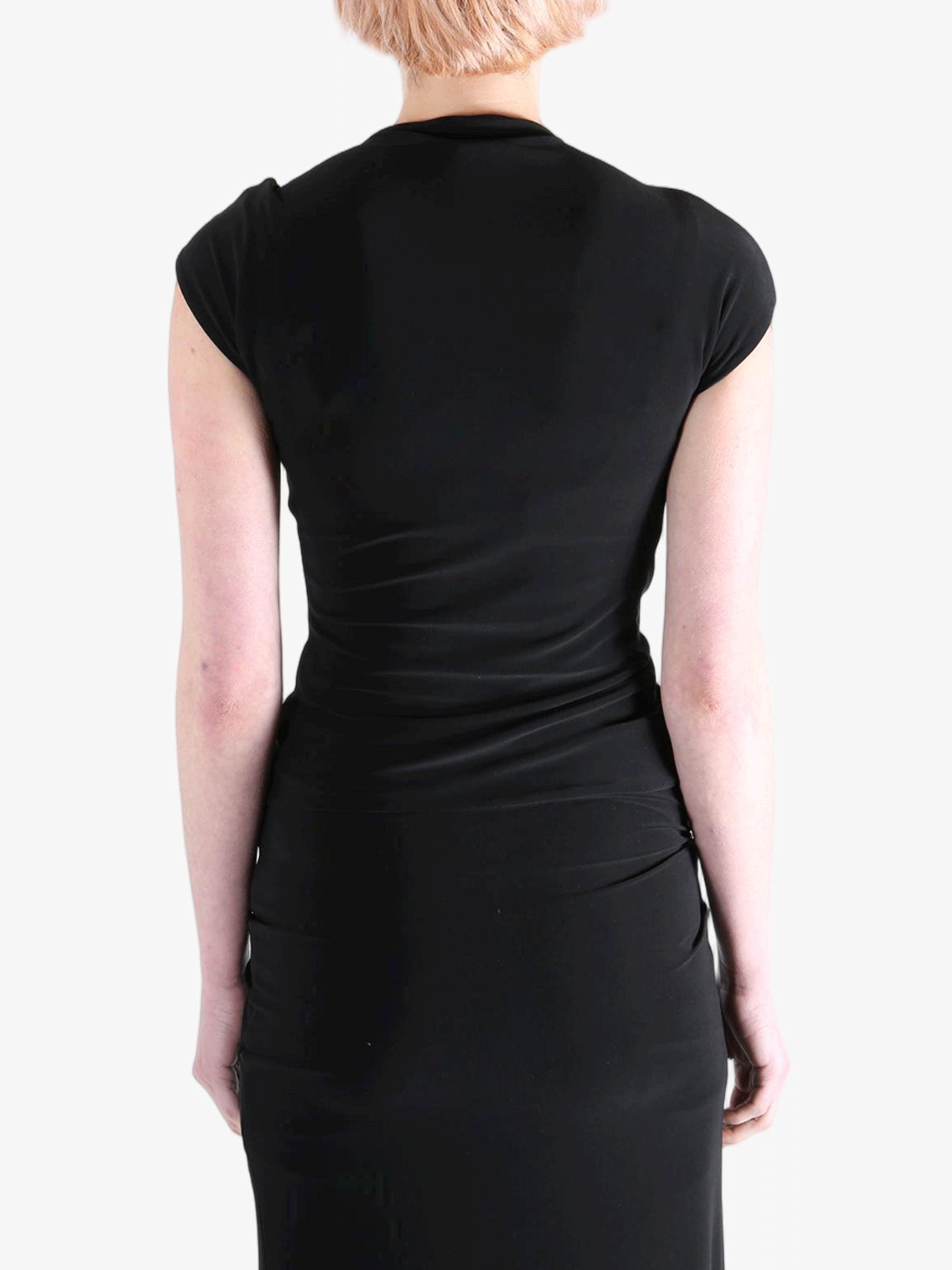 Black top worn by a person, showing the top's fit