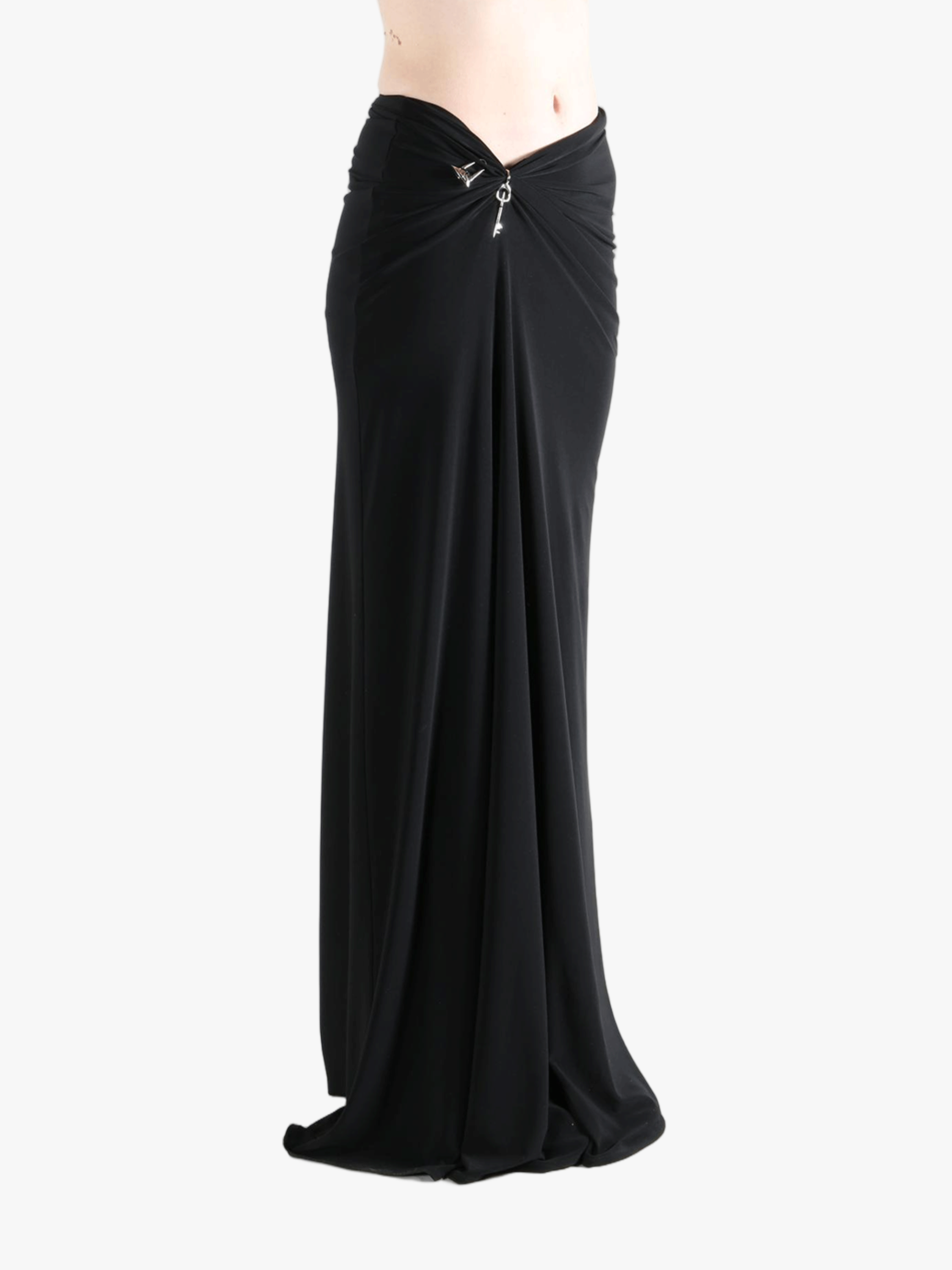 Black skirt worn by a person, showing the skirt fit