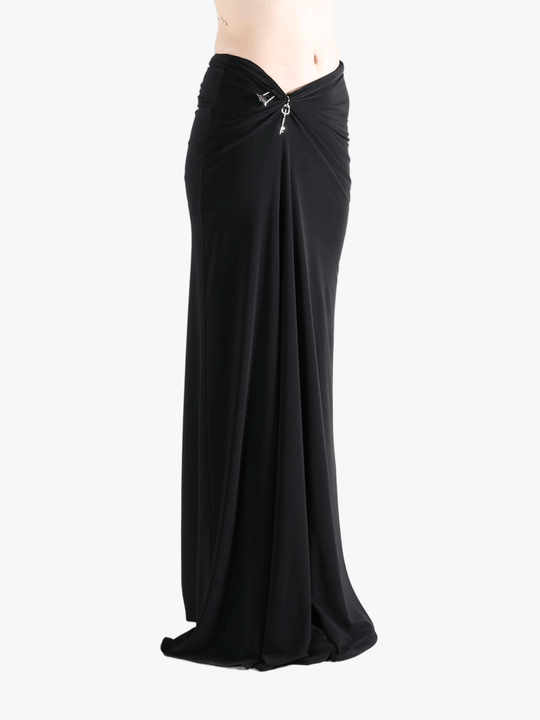 Black skirt worn by a person, showing the skirt fit