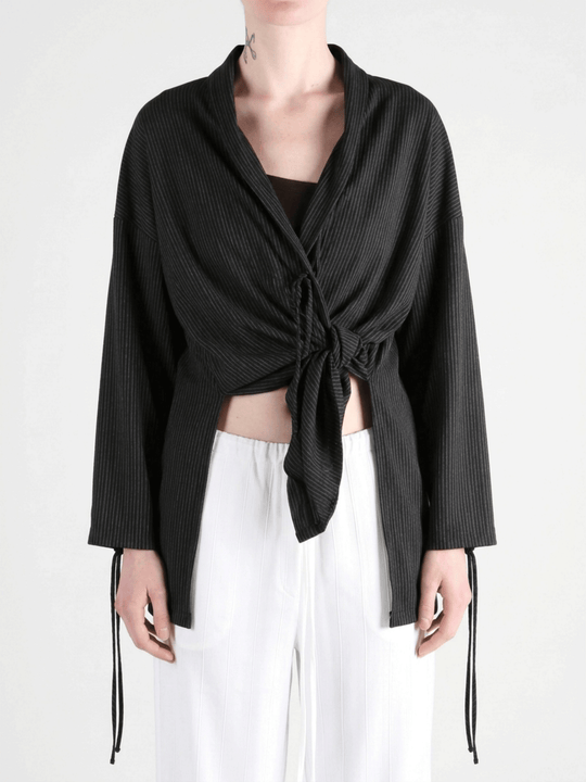 Black jackets worn by a person,showing the jackets fit