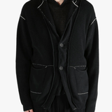 Black jacket worn by a person, showing the jacket's fit