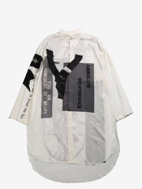 YOHJI YAMAMOTO POUR HOMME - Men Asymmetry Collar Print Blouse