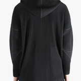 Black jacket worn by a person, showing the jacket's fit