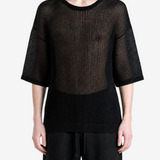 Black t-shirt, full body view