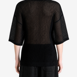 Black t-shirt, full body view