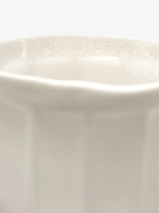Detail of JINJIN PARIS French Cup Large with subtle ‘Bistro’ embossing along the interior rim.