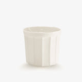 JINJIN PARIS French Cup Large in ivory porcelain, side view with fluted exterior and softly irregular rim.