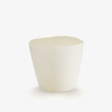 JINJIN PARIS Golden Rim Teacup Medium in ivory porcelain, angled view with softly tapered silhouette and hand-finished gold rim.
