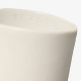 Detail of JINJIN PARIS Pure White Deep Cup with subtle ‘Bistro’ embossing along the interior rim.