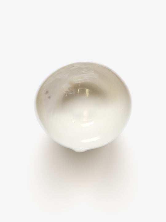 Top view of JINJIN PARIS Leaf Whisper Teacup with glazed interior and softly asymmetrical opening.