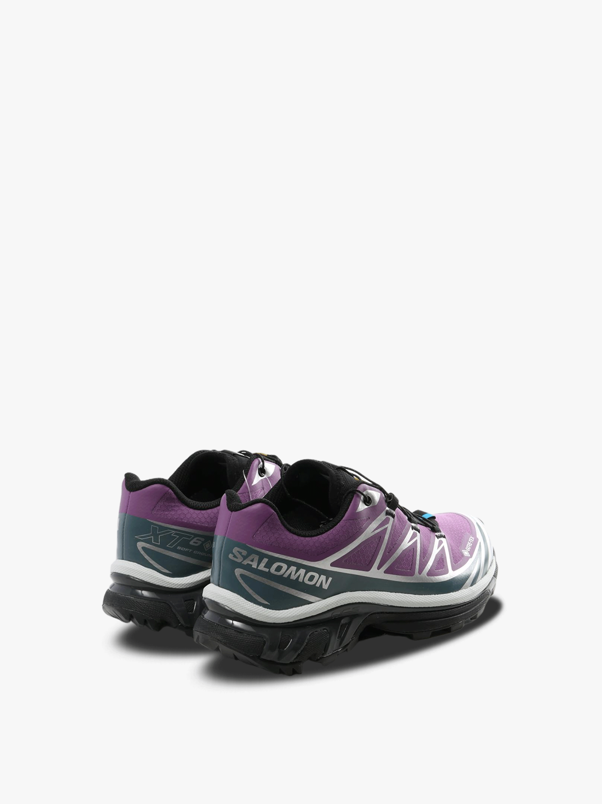 Purple sneakers, back view