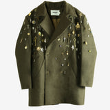 Green coat , front view