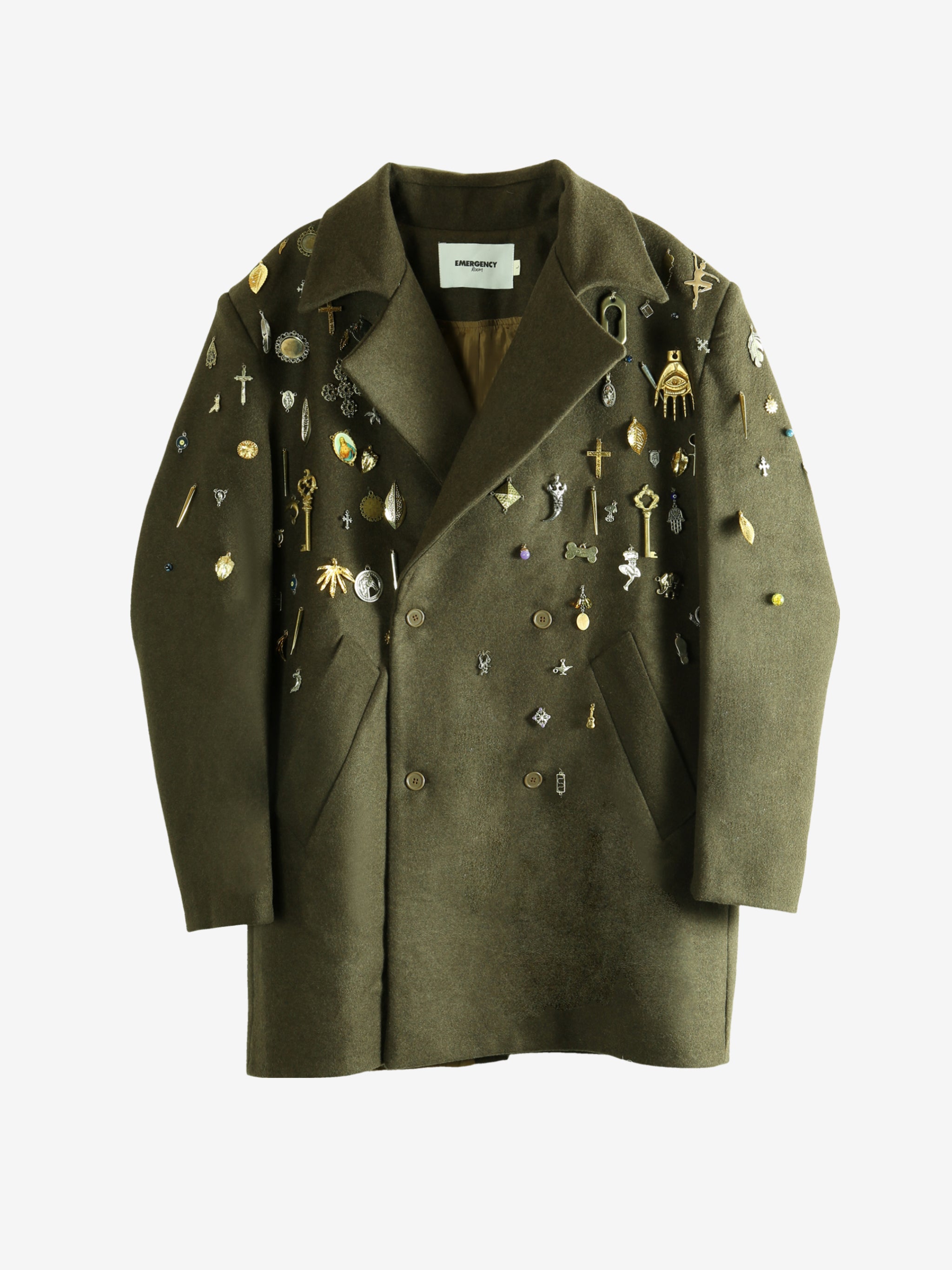 Green coat , front view