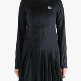 Black jacket worn by a person, showing the jacket fit