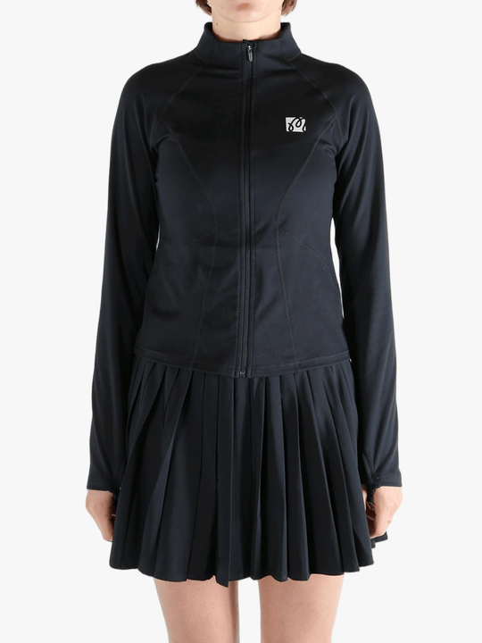 Black jacket worn by a person, showing the jacket fit