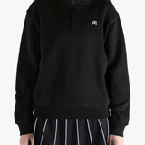 Black sweatshirt worn by a person, showing the  sweatshirtfit