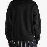 Black sweatshirt worn by a person, showing the  sweatshirtfit