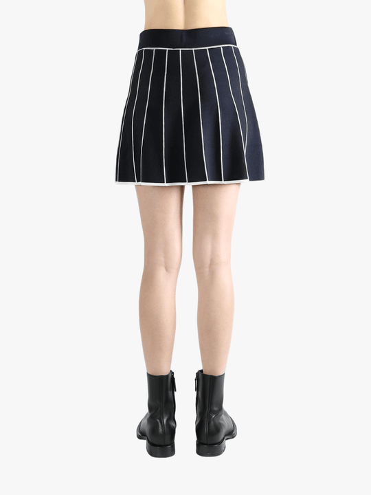 Blue skirt,worn by a person, showing the skirt fit