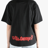 Black T-shirt worn by a person, showing the T-shirt fit