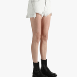 White shorts worn by a person, showing the shorts fit