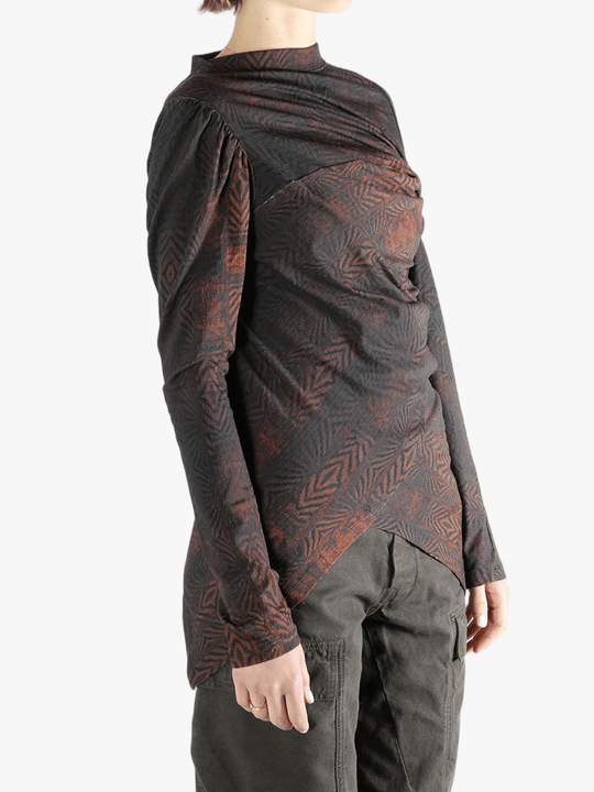 Red tops worn by a person, showing the tops fit