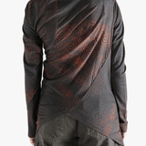 Red tops worn by a person, showing the tops fit