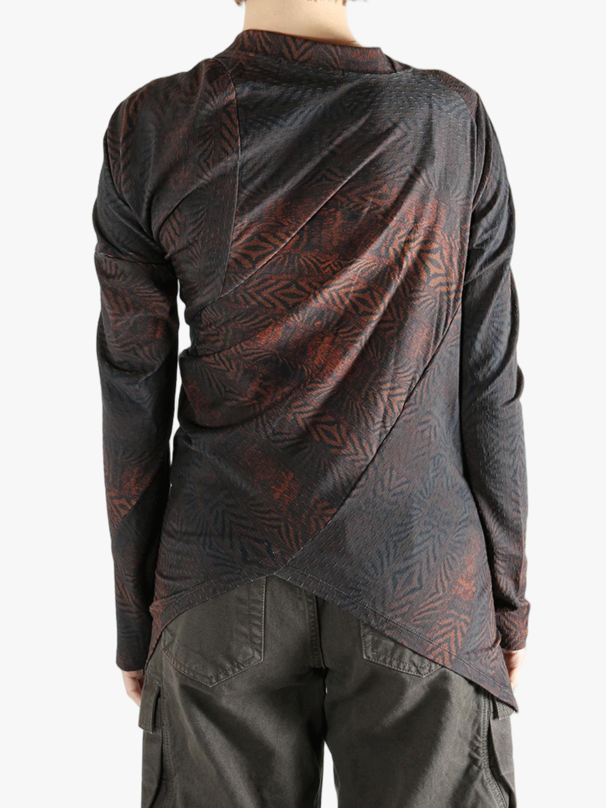 Red tops worn by a person, showing the tops fit