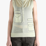 Green tops worn by a person, showing the tops fit