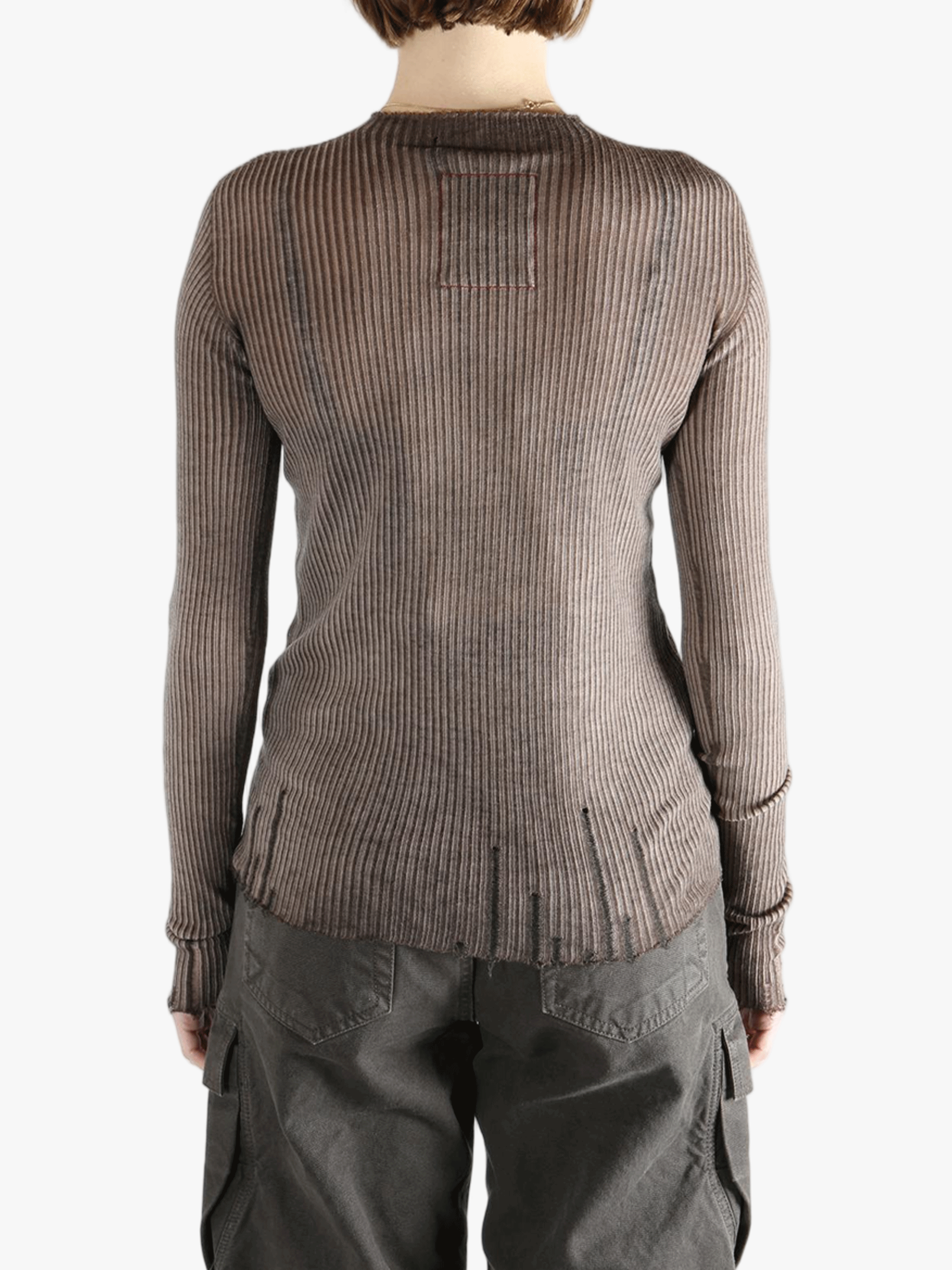 Brown tops  worn by a person, showing the tops fit