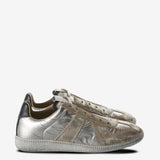 Silver sneakers, front view