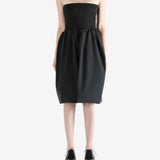 AMOMENTO - Women Taffeta Shirring Flare Skirt