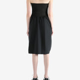 AMOMENTO - Women Taffeta Shirring Flare Skirt