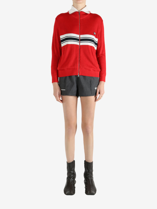 Red knitwear,full body view