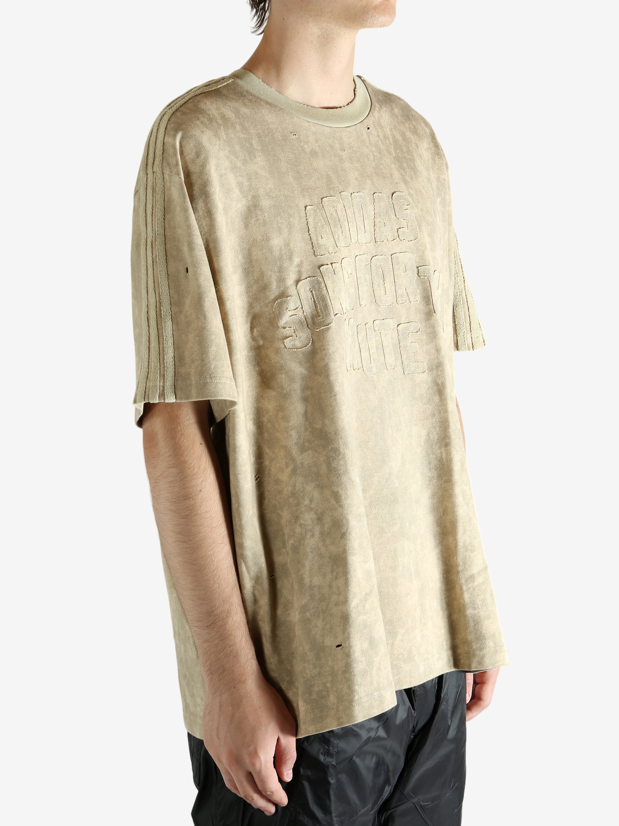 tan T-shirt, full body view