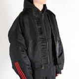 Black jacket worn by a person, showing the jacket's fit