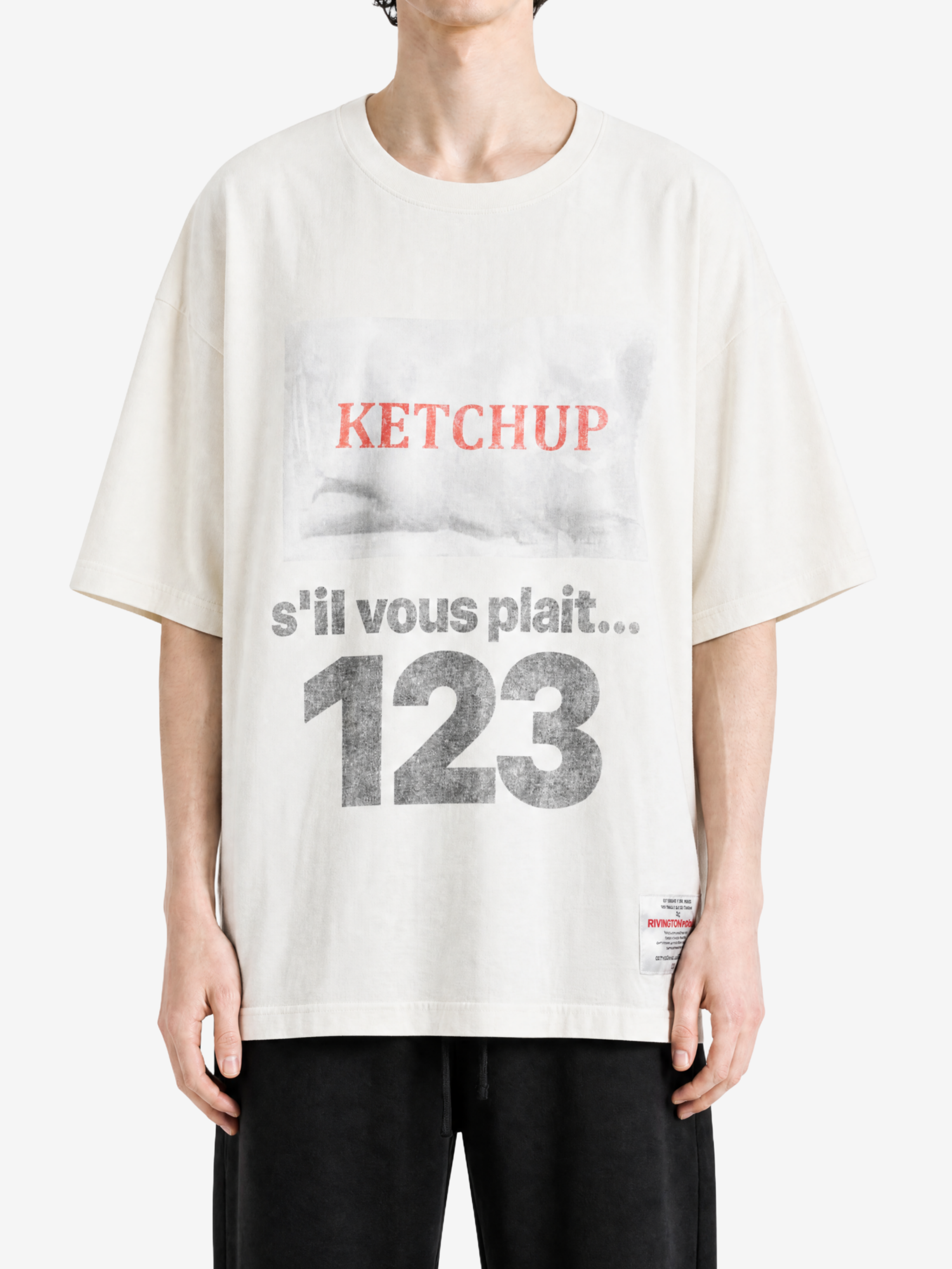 White t-shirt, full body view